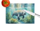 Manatee in a Seagrass Bed Glass Cutting Board Decorative Tempered Glass Kitchen Cutting and Serving Board Large Size Chopping Board