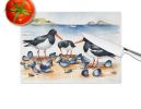 Oystercatchers Feeding Glass Cutting Board Decorative Tempered Glass Kitchen Cutting and Serving Board Large Size Chopping Board