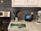 Blue Heron Stalking Prey Glass Cutting Board Decorative Tempered Glass Kitchen Cutting and Serving Board Large Size Chopping Board