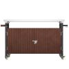 Outdoor Grill Cart with Stainless Steel Tabletop, Storage, Patio Kitchen Island with Wheels, Hooks, and Spice Rack, Waterproof Outdoor Grill Table