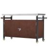 Outdoor Grill Cart with Stainless Steel Tabletop, Storage, Patio Kitchen Island with Wheels, Hooks, and Spice Rack, Waterproof Outdoor Grill Table