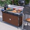 Outdoor Grill Cart with Stainless Steel Tabletop, Storage, Patio Kitchen Island with Wheels, Hooks, and Spice Rack, Waterproof Outdoor Grill Table