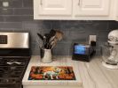 NEW White Pit Bull Terrier Fall Glass Cutting Board Decorative Tempered Glass Kitchen Cutting and Serving Board Large Size Chopping Board