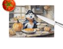 NEW Siberian Husky Fall Kitchen Pumpkins Glass Cutting Board Decorative Tempered Glass Kitchen Cutting and Serving Board Large Size Chopping Board