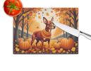 NEW Red Miniature Pinscher Fall Glass Cutting Board Decorative Tempered Glass Kitchen Cutting and Serving Board Large Size Chopping Board