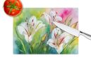 NEW Utah Sego Lilies in Watercolor Glass Cutting Board Decorative Tempered Glass Kitchen Cutting and Serving Board Large Size Chopping Board