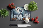 NEW Siberian Husky Spooky Halloween Glass Cutting Board Decorative Tempered Glass Kitchen Cutting and Serving Board Large Size Chopping Board