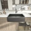 Gunmetal Black Farmhouse Apron Workstation Kitchen Sink,Single Bowl Stainless Steel Kitchen Sink with Strainer