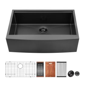 Farmhouse Sink Kitchen Sink Apron Front Single Bowl Workstation Stainless Steel Sink (style: Style 2, size: 30")