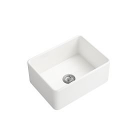 White Farmhouse Sink Deep Apron Sink Undermount Farmhouse Kitchen Sink Single Farm Sink (Color: White)