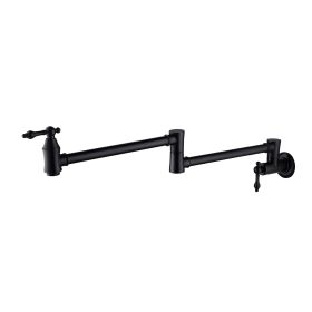 Wall-Mounted Potfiller modern 360-degree rotating kitchen faucet in Brushen Gold (Color: Black)