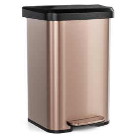 13.2 Gallon Step Trash Can with Soft Close Lid and Deodorizer Compartment (Color: golden)