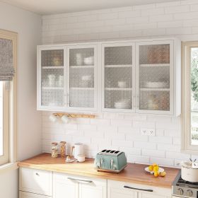 Retro Style Wall Mounted Cabinet Table-Top Storage Cabinet with Hazy Glass Doors and 2 Adjustable Shelves for Bathroom Kitchen Living Room Kitchen Hal (Color: as Pic)