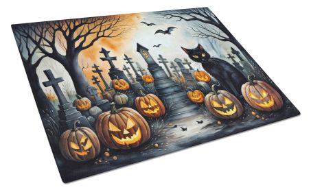 NEW Black Cat Spooky Halloween Glass Cutting Board Decorative Tempered Glass Kitchen Cutting and Serving Board Large Size Chopping Board (Default: Default)