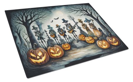 NEW Mariachi Skeleton Band Spooky Halloween Glass Cutting Board Decorative Tempered Glass Kitchen Cutting and Serving Board Large Size Chopping Board (Default: Default)