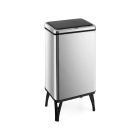 Household Supplies Trash Can with Stay-on Lid and Soft Closure (Color: Silver, Type: Trash Can)