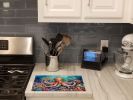 Octopus Among Coral Glass Cutting Board Decorative Tempered Glass Kitchen Cutting and Serving Board Large Size Chopping Board