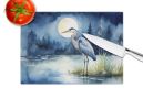 Blue Heron Under the Moonlight Glass Cutting Board Decorative Tempered Glass Kitchen Cutting and Serving Board Large Size Chopping Board