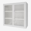 Retro Style Wall Mounted Cabinet Table-Top Storage Cabinet with Hazy Glass Doors and 2 Adjustable Shelves for Bathroom Kitchen Living Room Kitchen Hal