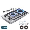 Gas Cooktop 12 Inch, Bulit-in Propane Stove 2 burner, Stainless Steel /Tempered Glass Gas Stove Top, 2 Burner Propane Cooktop