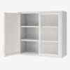 Retro Style Wall Mounted Cabinet Table-Top Storage Cabinet with Hazy Glass Doors and 2 Adjustable Shelves for Bathroom Kitchen Living Room Kitchen Hal