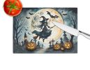 NEW Flying Witch Spooky Halloween Glass Cutting Board Decorative Tempered Glass Kitchen Cutting and Serving Board Large Size Chopping Board