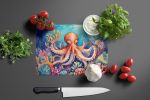 Octopus Among Coral Glass Cutting Board Decorative Tempered Glass Kitchen Cutting and Serving Board Large Size Chopping Board