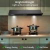 30 inch Kitchen Under Cabinet Range Hood 3-Speed 600CFM Vent w/LEDs Silver/Black
