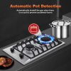 Gas Cooktop 12 Inch, Bulit-in Propane Stove 2 burner, Stainless Steel /Tempered Glass Gas Stove Top, 2 Burner Propane Cooktop