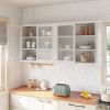 Retro Style Wall Mounted Cabinet Table-Top Storage Cabinet with Hazy Glass Doors and 2 Adjustable Shelves for Bathroom Kitchen Living Room Kitchen Hal