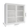 Retro Style Wall Mounted Cabinet Table-Top Storage Cabinet with Hazy Glass Doors and 2 Adjustable Shelves for Bathroom Kitchen Living Room Kitchen Hal
