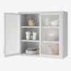 Retro Style Wall Mounted Cabinet Table-Top Storage Cabinet with Hazy Glass Doors and 2 Adjustable Shelves for Bathroom Kitchen Living Room Kitchen Hal