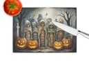 NEW Mummies Spooky Halloween Glass Cutting Board Decorative Tempered Glass Kitchen Cutting and Serving Board Large Size Chopping Board