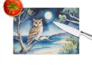 Owl Perched in Coastal Tree Glass Cutting Board Decorative Tempered Glass Kitchen Cutting and Serving Board Large Size Chopping Board