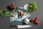 Alaskan Wilderness Grizzly Bear Glass Cutting Board Decorative Tempered Glass Kitchen Cutting and Serving Board Large Size Chopping Board